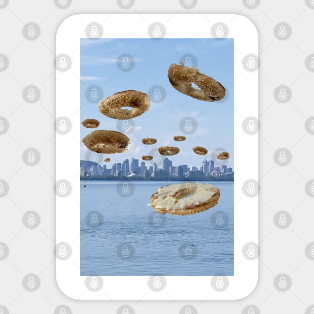 Montreal cream cheese bagel invasion Sticker by E-W-D